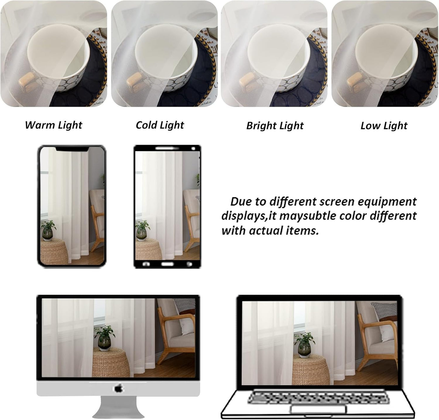 Chyhomenyc Extra Long Ivory Sheer Curtains 108 Inches Long 2 Panels, Light Filtering Ivory Curtains for Living Room, Soft Gentle Voile Rod Pocket Bedroom Window Drapes, 59Wx108L Inch, 9FT, 2PCS