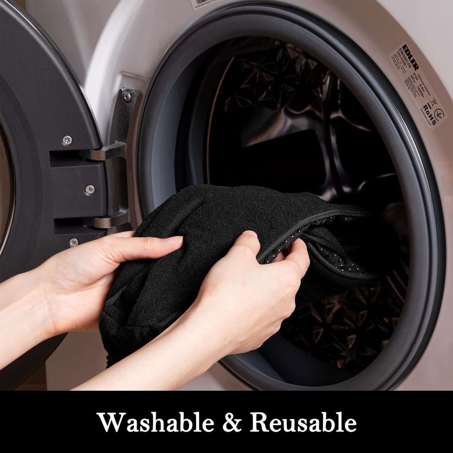 Sunolga 72" Door Draft Stopper Blocks Hot and Cold Air with Removable Washable Cover for Gaps Up to 3", All-Season Seal for Noise, Wind, Under Door Sweep for Bottom of Door, Home Essentials, Black