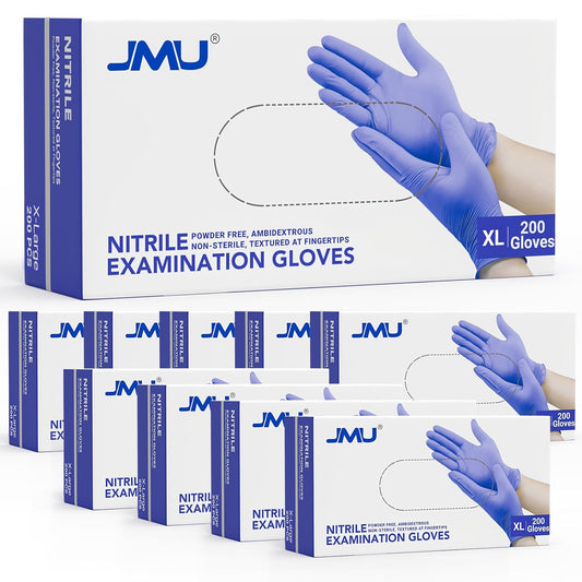JMU Nitrile Gloves Bulk 2000 Count, XL, 3.5 Mil, Disposable Gloves Latex Free, Violet Blue