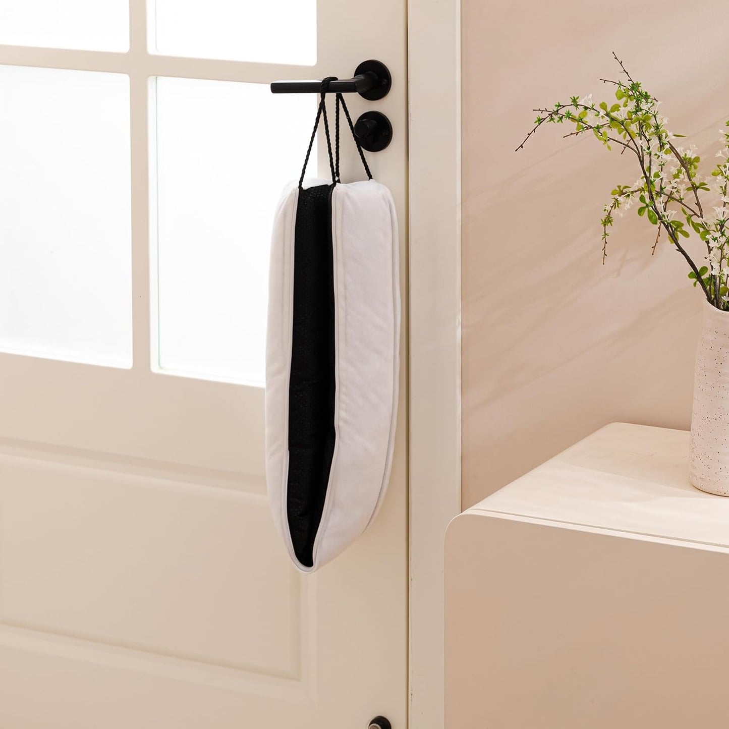 Sunolga 38" Door Draft Stopper Blocks Hot and Cold Air with Removable Washable Cover for Gaps Up to 3", All-Season Seal for Noise, Door Sweep for Bottom of Door and Window, Home Essentials, White