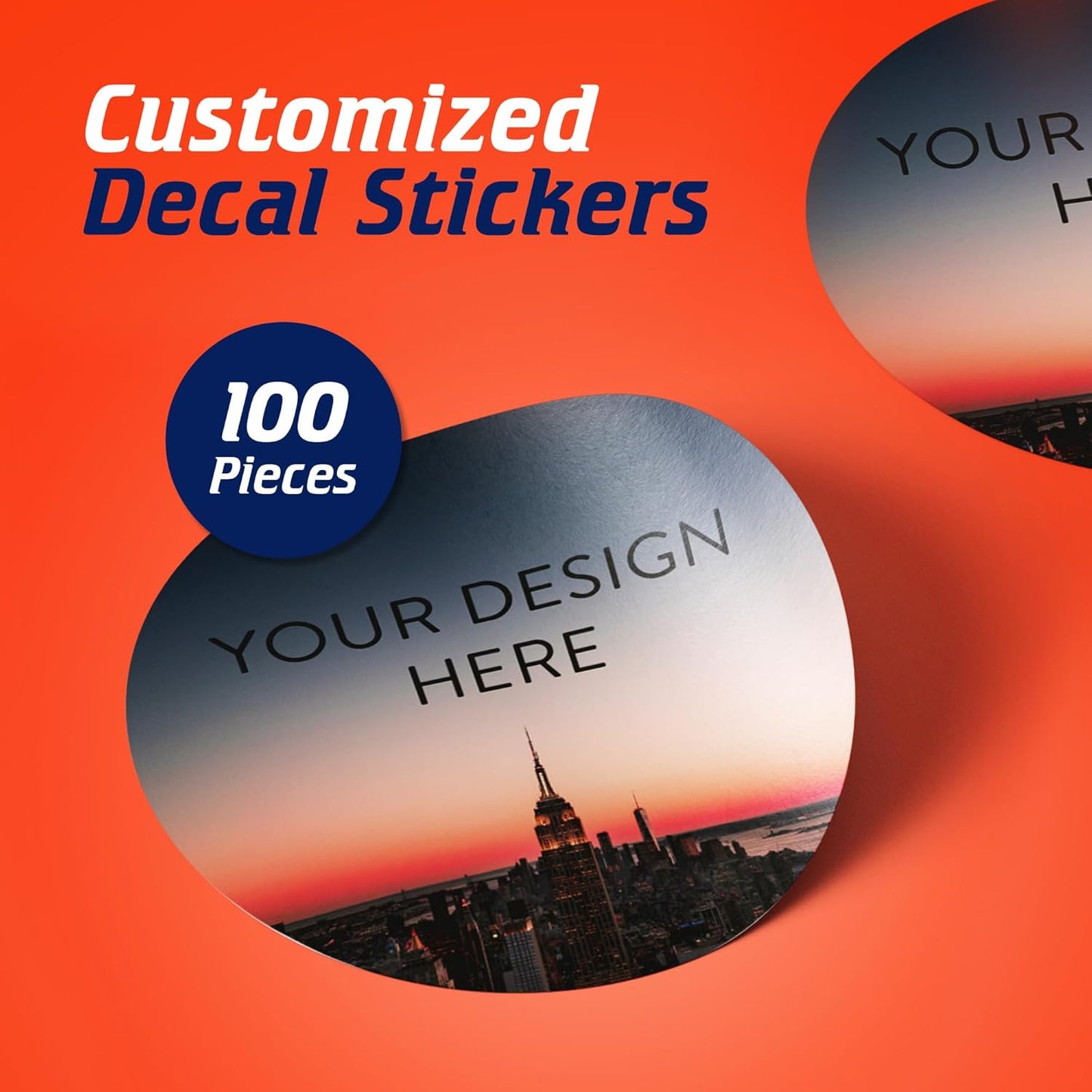 100 Custom Vinyl Stickers - Upload Your own Image, Text, Design, Logo - Personalized Logo Labels for Handmade, Packaging, Bottle, Jars, Candle, Brand Stickers (City, 5x5)
