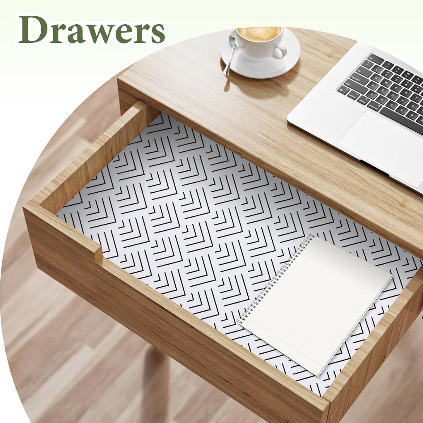 Shelf Liner for Kitchen Cabinets Non Adhesive Drawer Liner Non-Slip Thickened Shelf Liner Paper Strong Easy to Clean for Tool Box Refrigerator with Knife and Tape Measure, Black Arrow,17.3 x 236.2 in