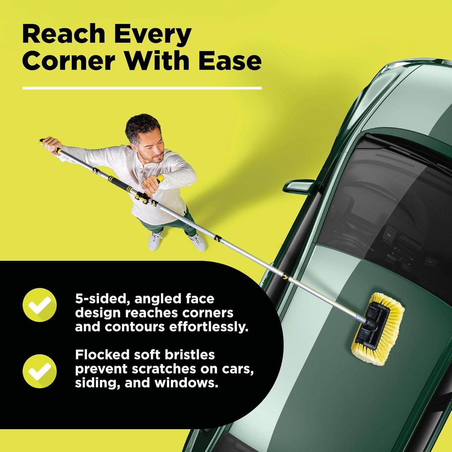 DOCA Scrub Brush Attachment for Long Handle Extension Pole - Outdoor Broom and Scrubbing Brush for House Floor, Deck, Patio, Car - Car Wash Brush