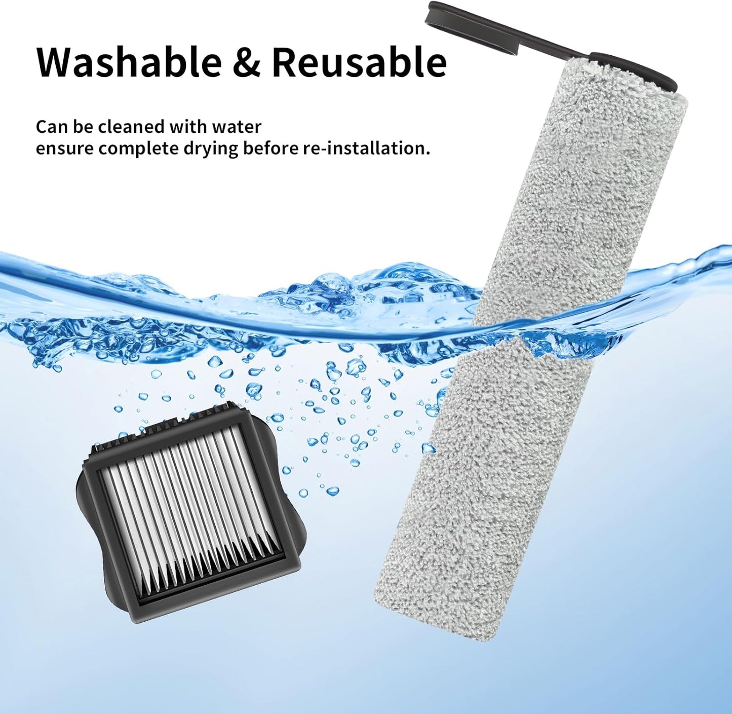 Roller Brush and Filters Replacement Compatible with Tineco Floor ONE S5/Floor One S5 Pro Cordless Vacuum Cleaner,(Not for Other S5 Series Models)3 Brushes Roller,3Filters