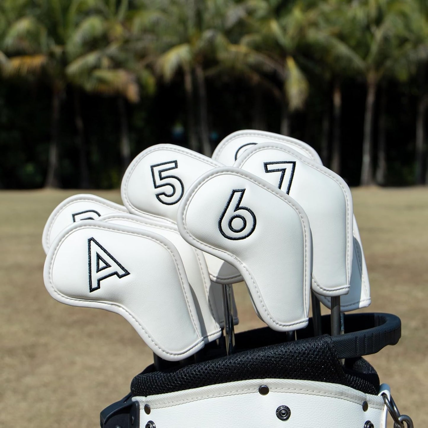 Montela Golf Iron Covers,Golf Iron Head Covers Leather Golf Iron Covers Set 9pcs Golf Iron Headcovers,Golf Club Head Covers for Iron Club Fit All Brands Titleist,Callaway,Taylormade