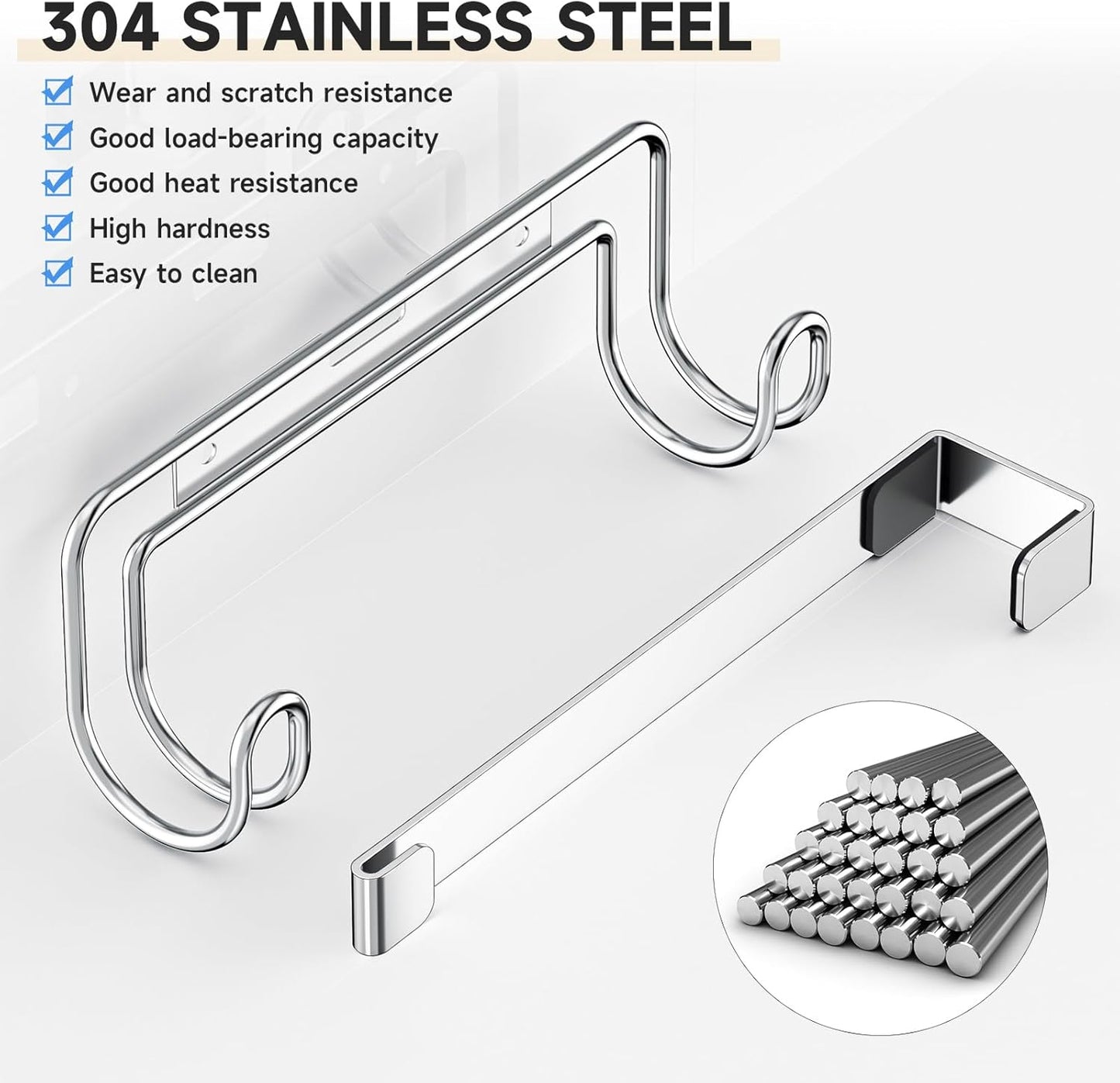 Over The Door & Wall Mount Ironing Board Hanger with Removable Hook, Metal Ironing Board Holder Organizer Wall Rack for Y & T Shaped (Silver)