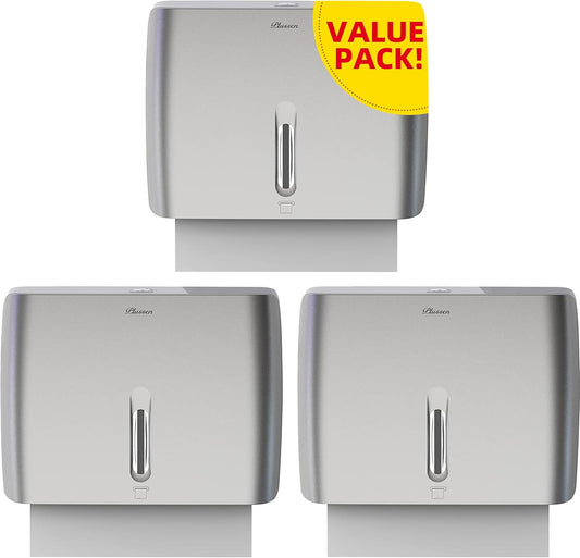 Multifold Paper Towel Dispenser Wall Surface Mounted Compatible with Manual Z Fold C Folded Tri Fold Dispensing for Home Bathroom Case of 3 Dispenser