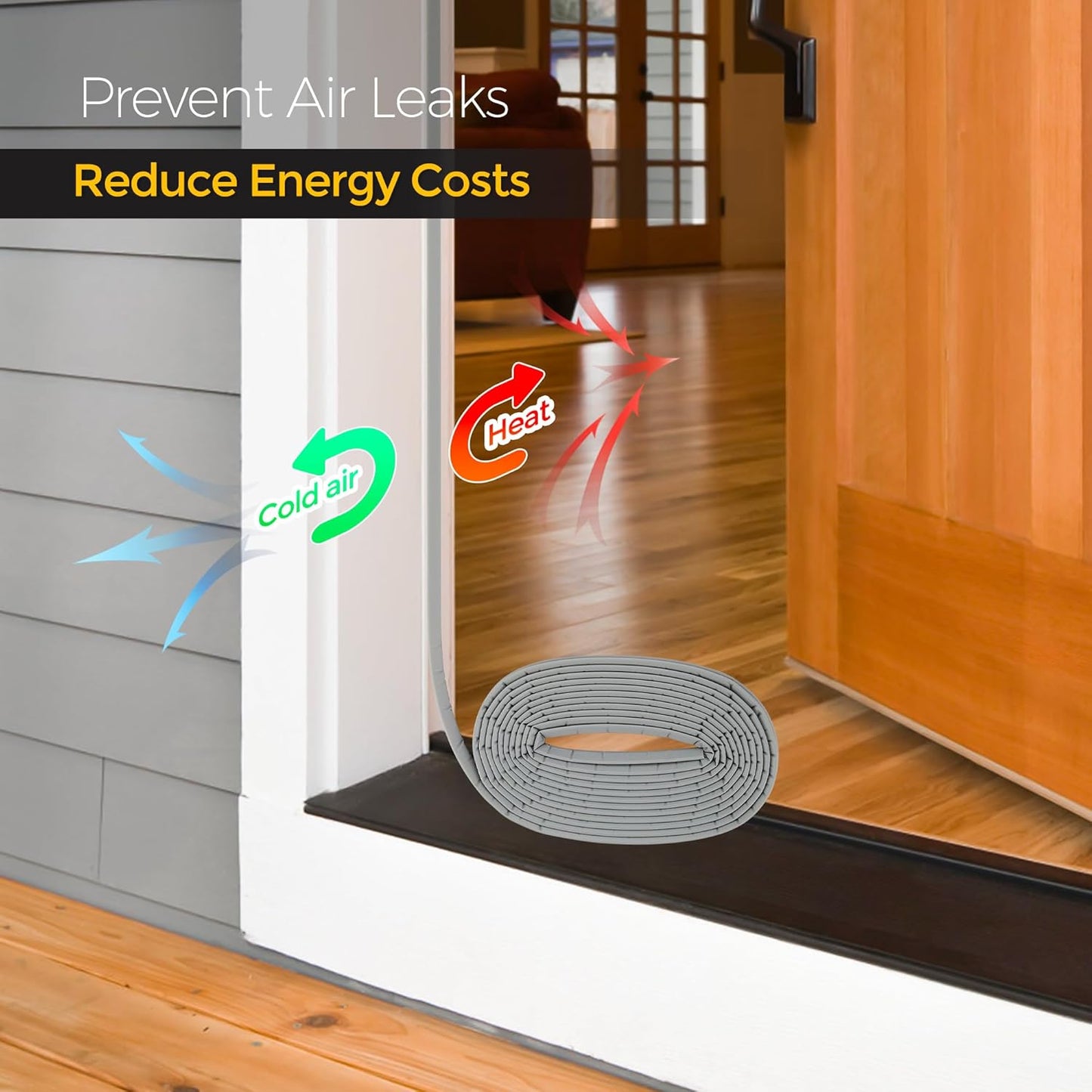 Weather Stripping Door Seal Strip Soundproof Q Foam Tape, Exterior Door Insulation Strip for Large Gap, Easy to Install(Grey, 30FT)