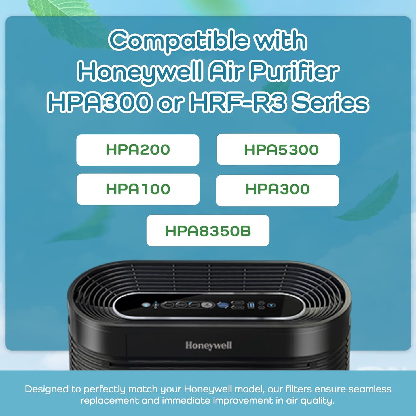 Breathe Naturally "R" Replacement Filters Compatible with Honeywell Air Purifier HPA300 or or HRF-R3 Series - Activated Carbon Prefilter - 14"x17.2"x0.2" (3 HEPA Filters + 4 Carbon Prefilters)