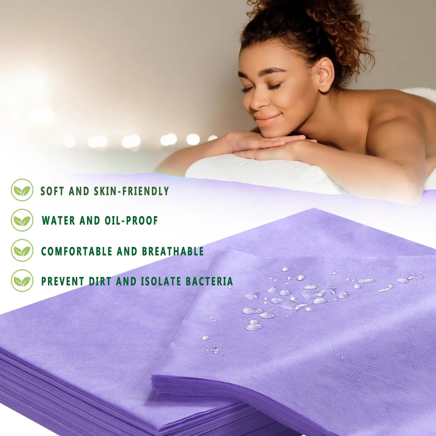 Disposable Bed Sheets 200 Pcs 31" x 71" Massage Table Sheets Non Woven Fabric SPA Bed Cover Breathable for Massage Beauty Tattoos(Purple)