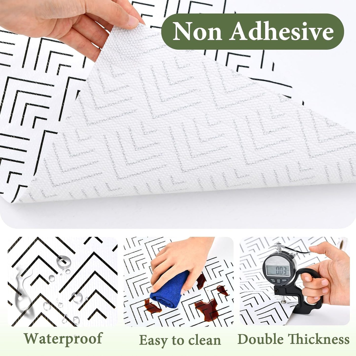 Shelf Liner for Kitchen Cabinets Non Adhesive Drawer Liner Non-Slip Thickened Shelf Liner Paper Strong Easy to Clean for Tool Box Refrigerator with Knife and Tape Measure, Black Arrow, 17.3 x 354.3 IN