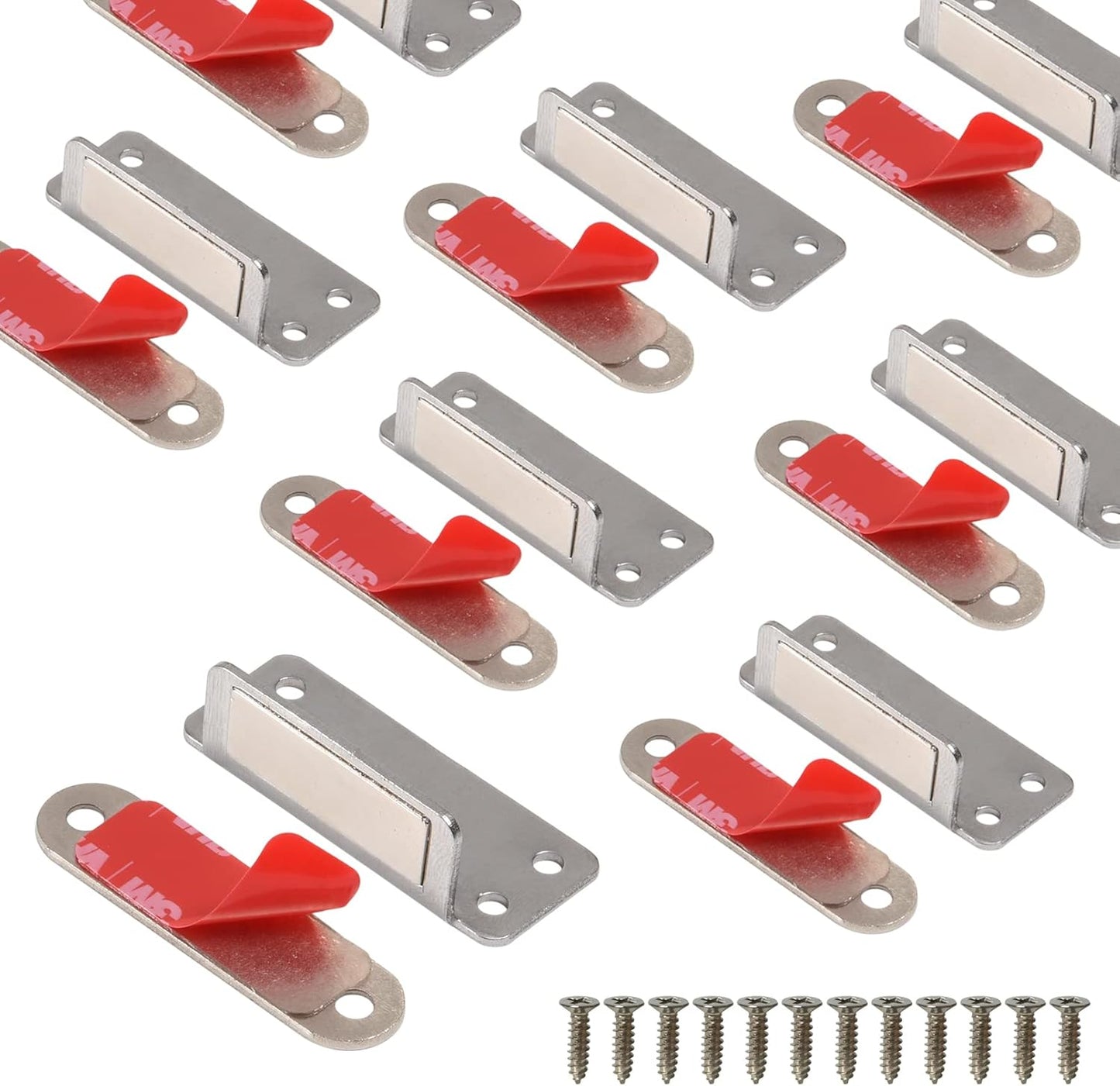 Mousike Double Magnetic Door Catch，60lb Stainless Steel Cabinet Door Magnets with Strong Magnetic for Kitchen Cupboard Wardrobe Closet Cabinet Door Drawer Latch (8Pack)