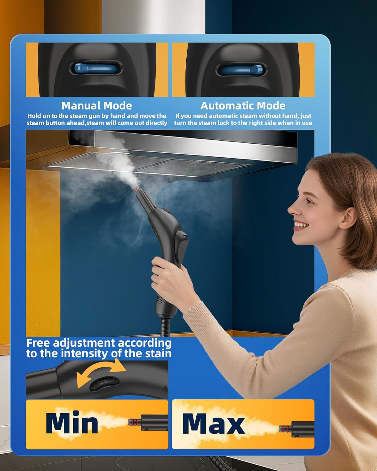 Pressurized Handheld Steam Cleaner for Home Use with 30 Accessories – Heavy Duty Portable Steamer with 1.5L Tank for Tile Floors, Couches, Cars, Removes Dirt, Grease & Grout