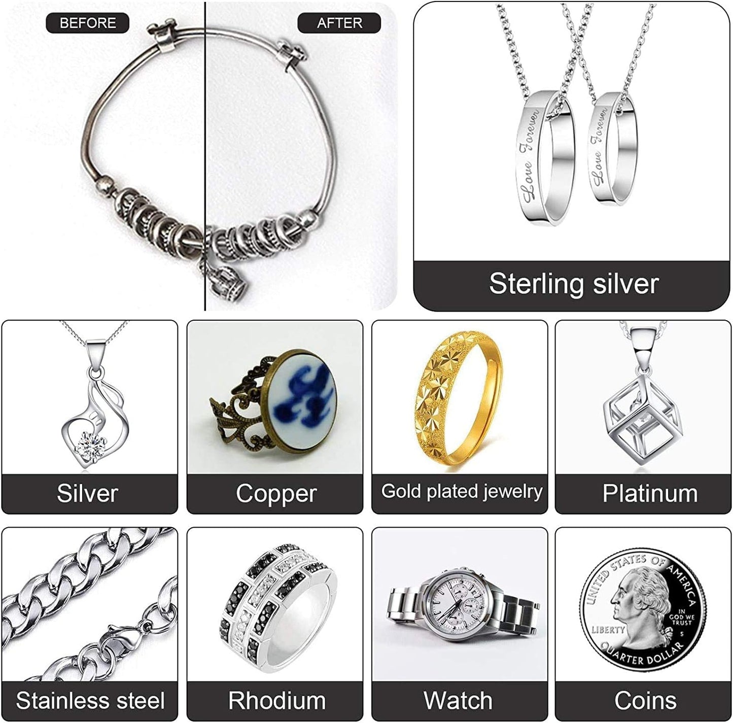 SEVENWELL Silver Polishing Cloth, Jewelry Cleaner Cloth for Sterling Silver Jewelry, Gold, Platinum, Silverware, Diamonds, Gemstones, Coins (Yellow)