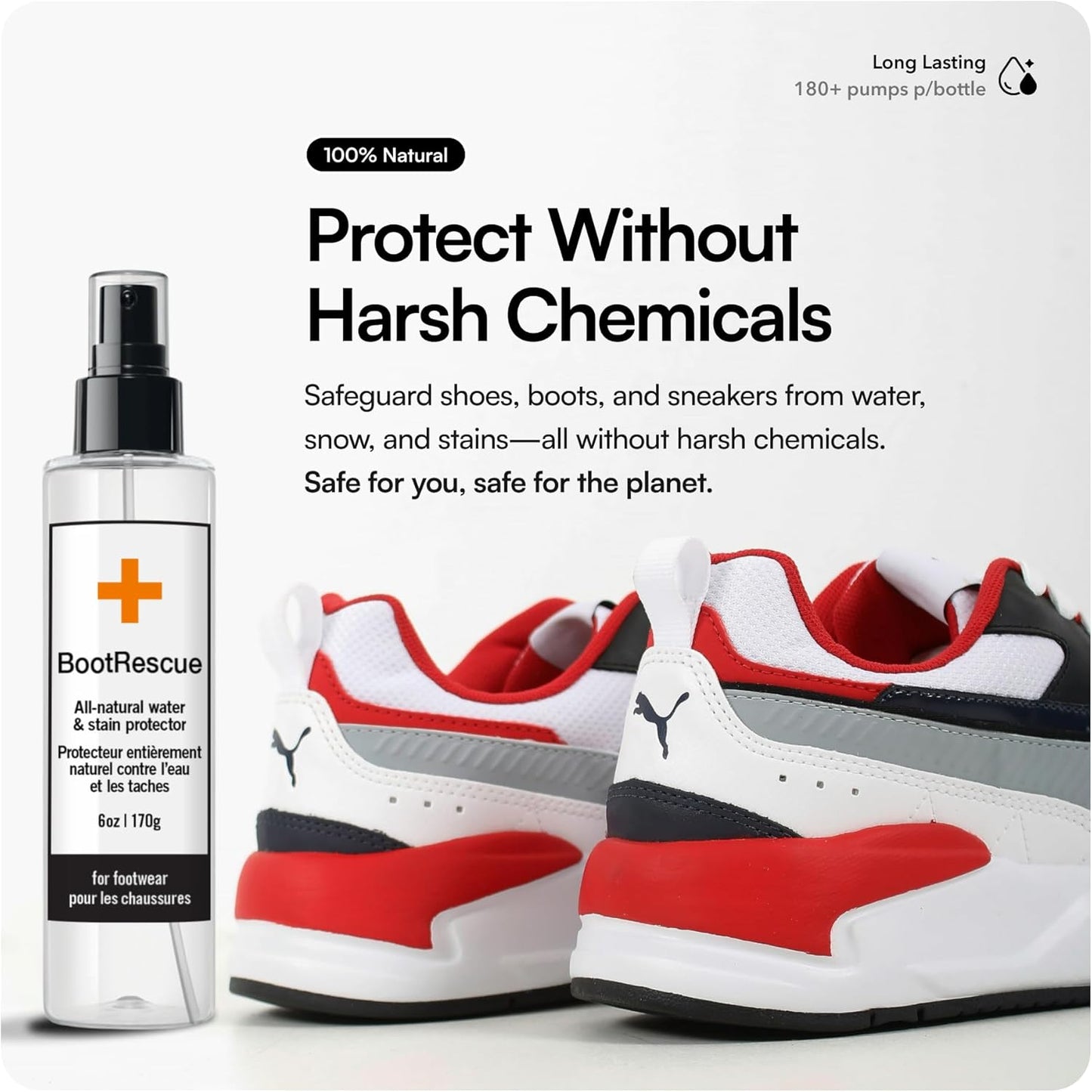 Boot Rescue All-Natural Protector Spray | Premium Waterproof + Stainproof Spray for Leather, Suede & Fabric | Protect Boots, Shoes & Bags | 6oz/170mL