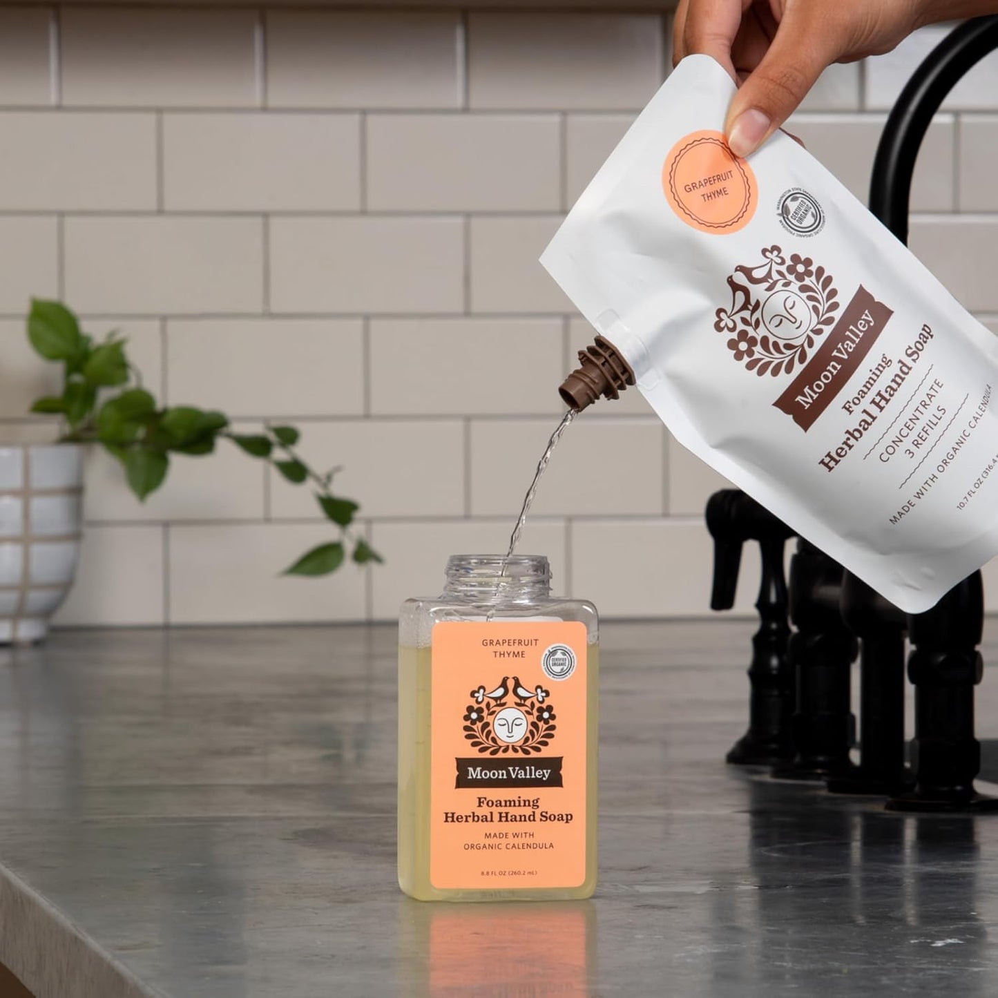 Moon Valley Foaming Hand Soap Refill Pouch, Three-Pack Lemon Rosemary, Mint Lavender, Grapefruit Soap, Vegan and Non-GMO, Environmentally Friendly Option