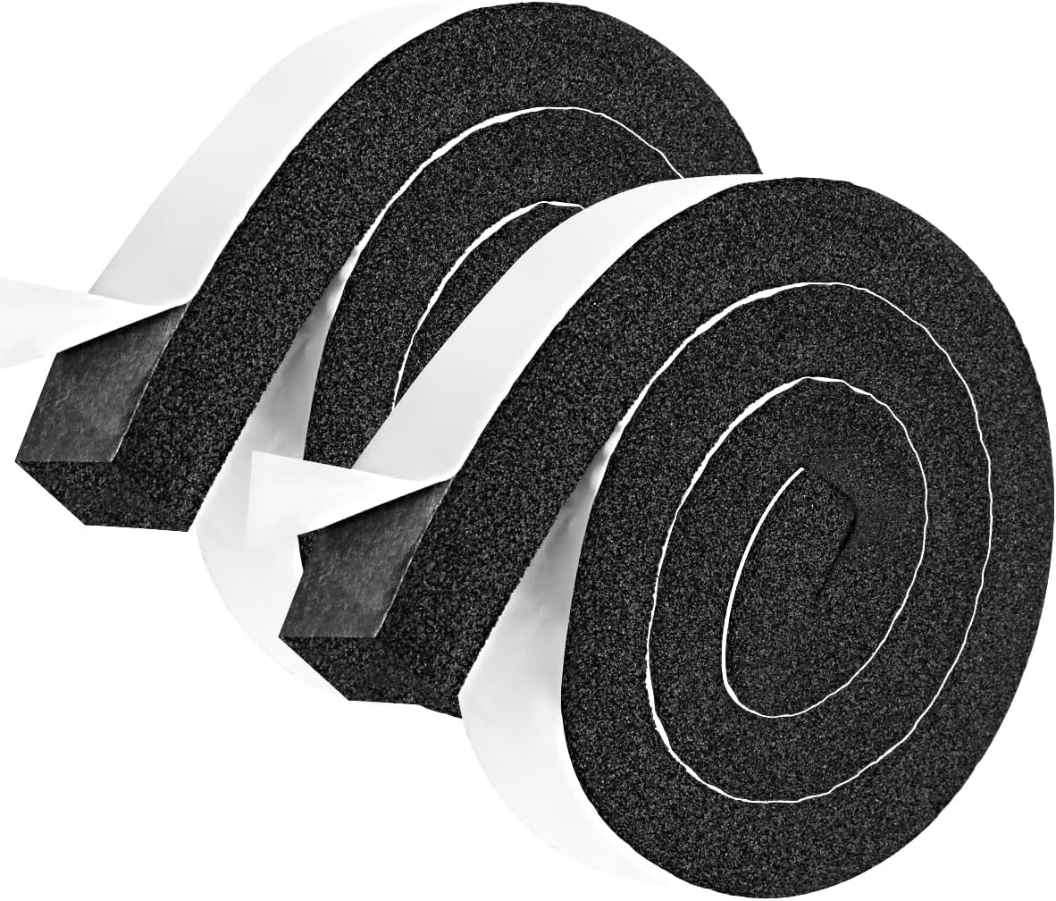 2 Rolls 1/2 Inch W 1/2 T Weather Stripping Air Conditioner Open Cell Foam Seal Tape, Window Insulation High Resilience Seal Strip for Doors Window,Total 16FT