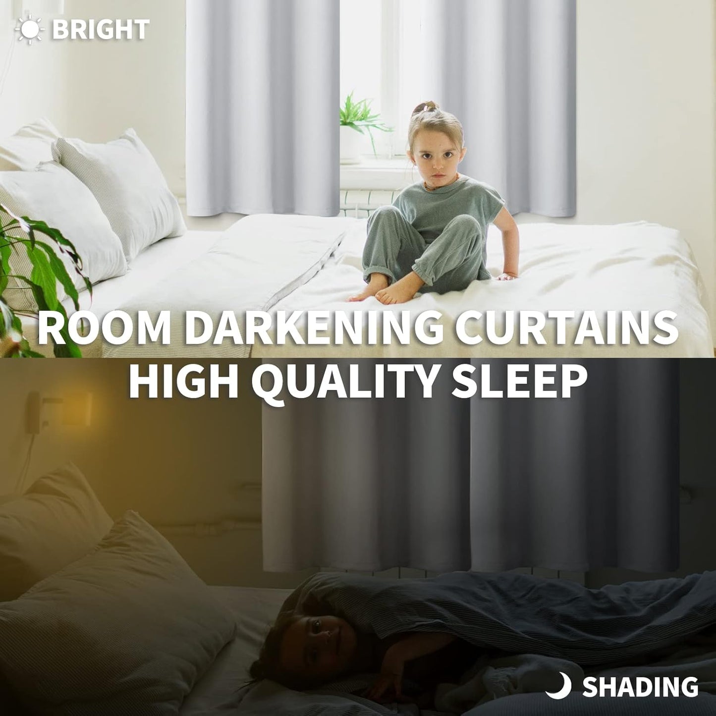 BGment Short Curtains 36 Inches Length for Kitchen Bathroom Window - Rod Pocket 34 Inch Width Thermal Insulated Drapes for Basement Cafe Camper Bedroom, Greyish White, 2 Panels, 34 x 36 Inch