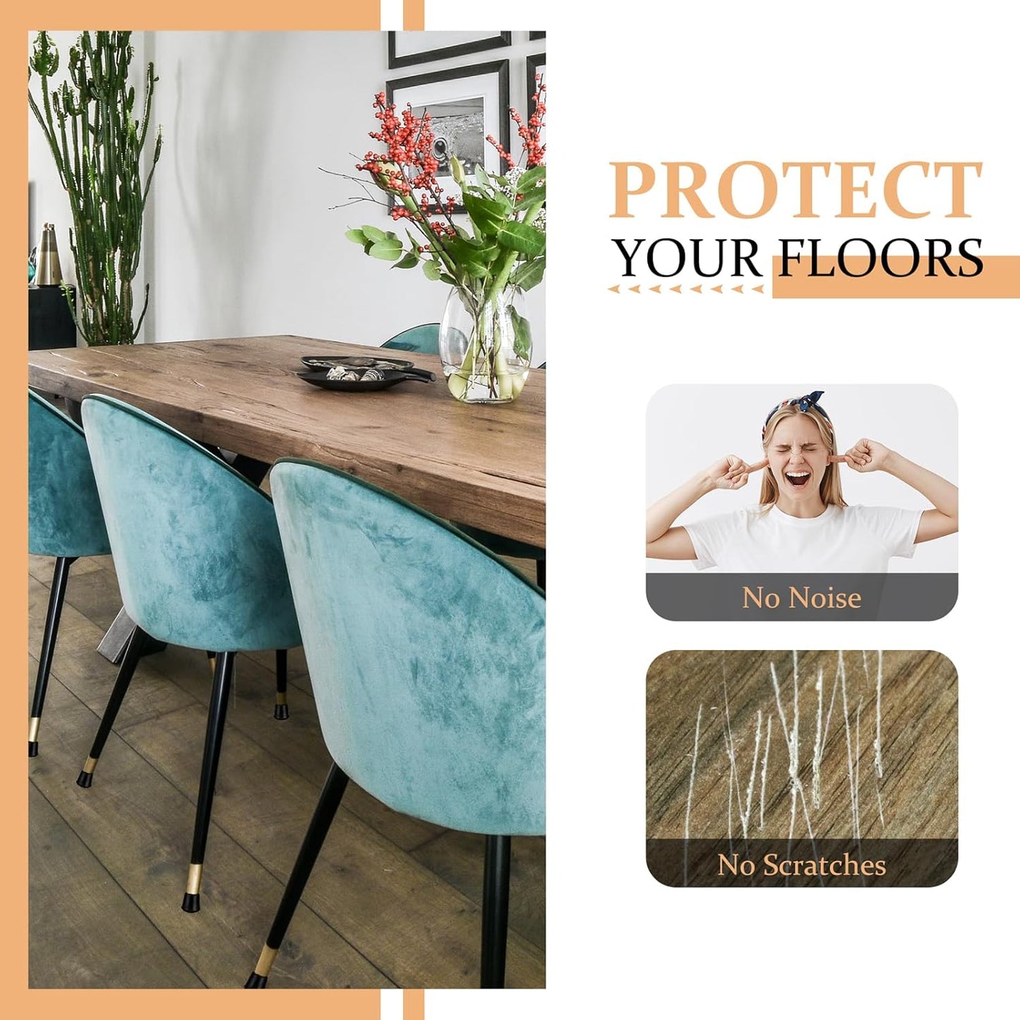 3/4" Round Rubber Chair Leg Tips Caps, Chair Leg Floor Protectors, Non-Slip Chairs Legs Caps, Stool Feet Protectors Cap, Folding Metal Chairs Legs Tip Replacement (Black, 24 Pack)