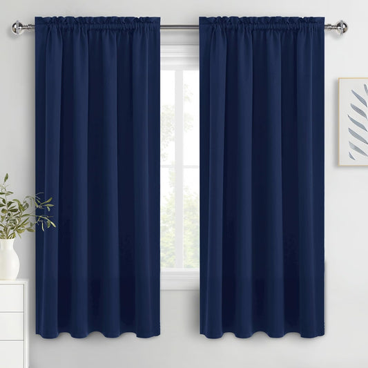 DWCN Blackout Curtains 72 Inch Length for Bedroom 2 Panels Set, Room Darkening Insulated Thermal Drapes for Living Room, Rod Pocket Window Treatment Curtain Panels (W42 x L72 Inch, Navy Blue)