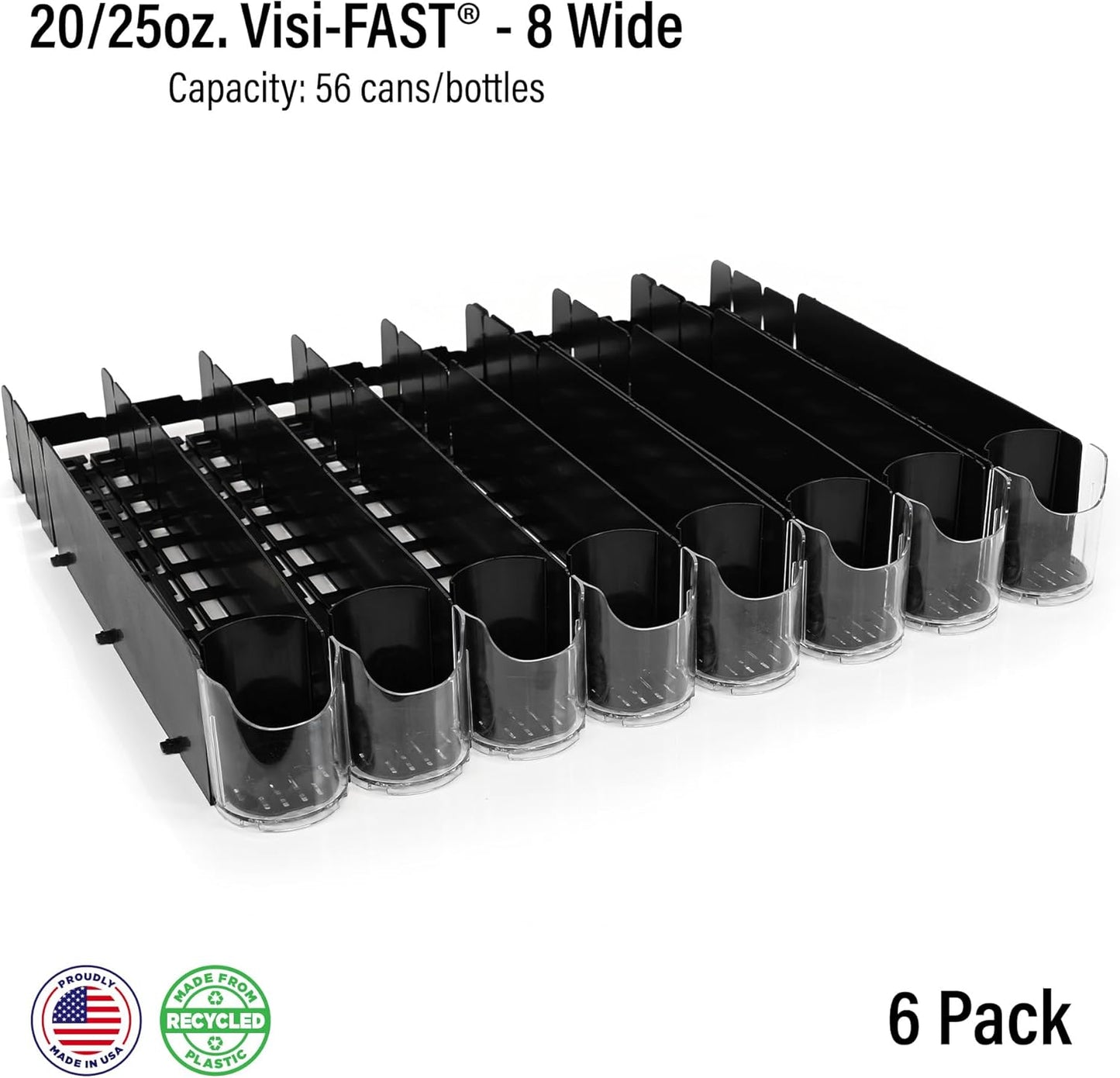 Display Technologies Fridge Organizer & Soda Can Dispenser for Refrigerator - Drink Dispenser & Refrigerator Storage (6-Pack)