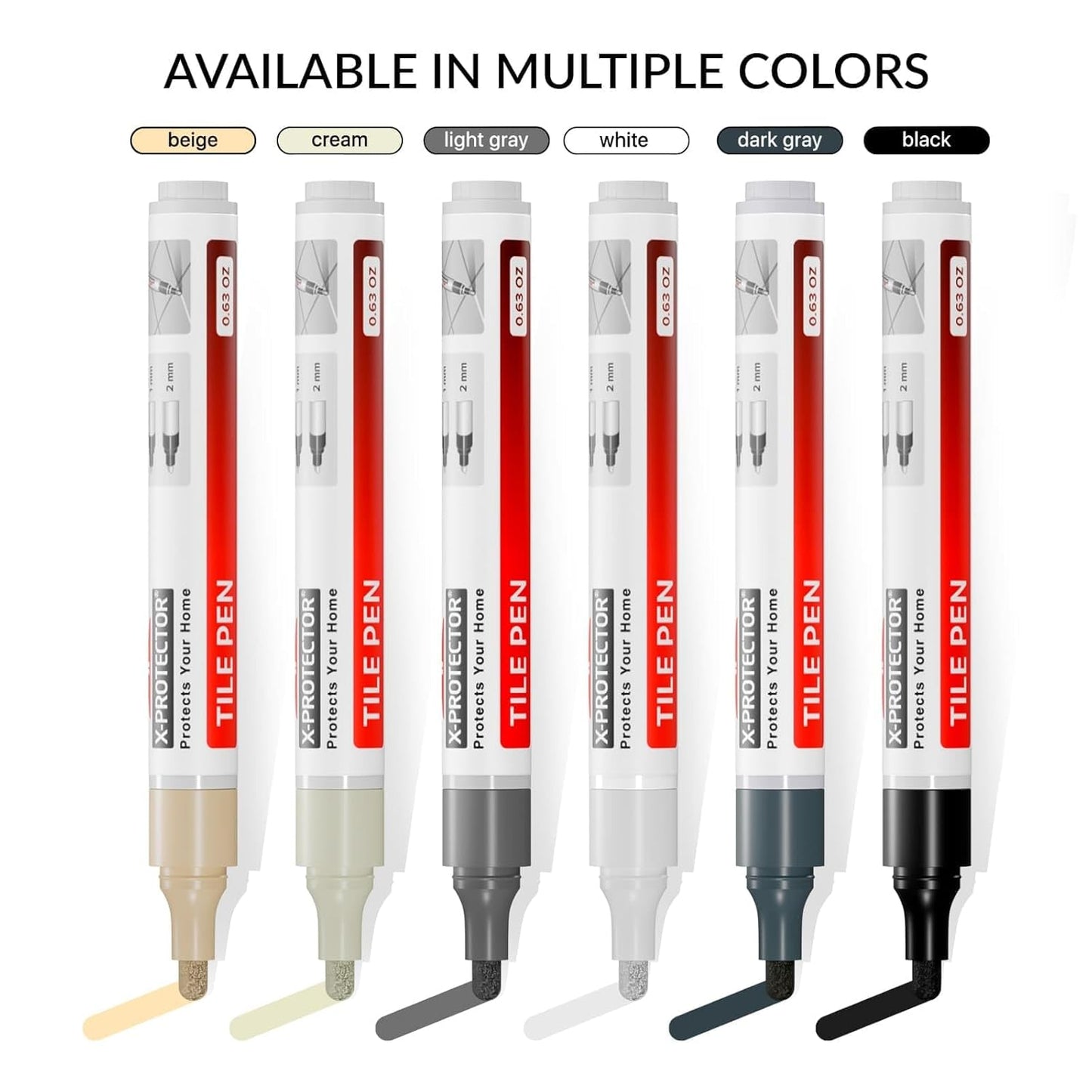 X-Protector Pen for Grout - 2 PCS, White - Ideal Grout Paint Pens to Make Grout White Again - Premium Grout Renew Pen with 2 Tips Types - Make Your Grouts Perfect Again!