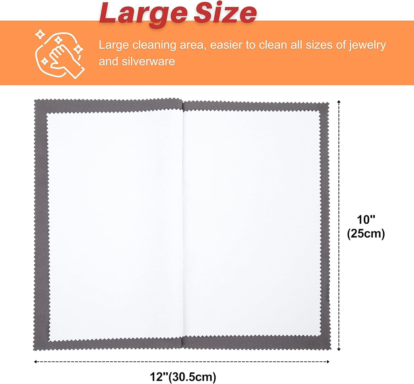 CATIFLIN 3PCS Dark Gray Silver Polishing Cloths, 10"x12" Jewelry Cleaning Cloths for Gold, Silver, Platinum, Watch, Coin, Tarnish Remover, Reusable & Streak for Jewelry Lovers