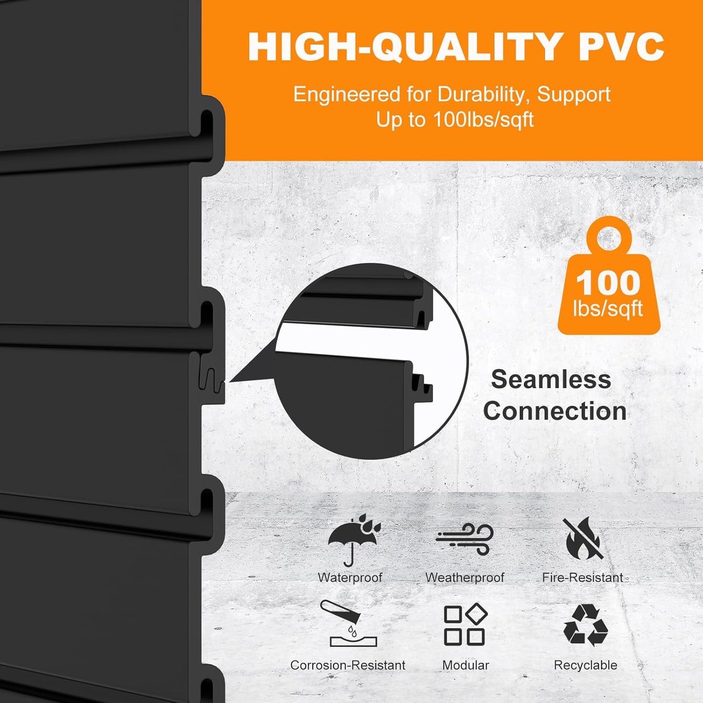 DoCred Slatwall Paneling Organizer, 4x2 FT PVC Garage Slat Wall Storage Systems, Heavy Duty Mounted Slat Peg Board for Tool Organization Ladder Bike Includes 20 PCS Hooks Accessories Kit (Black)