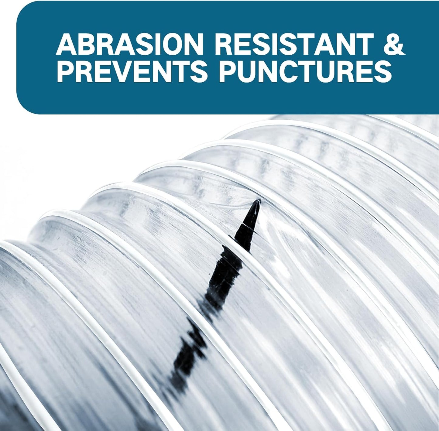 Heavy PVC Dust Collection Hose 4" x 10', Flexible Clear PVC Fume Collection Hose, Puncture-Resistant, Reinforced With Coated Wire Helix