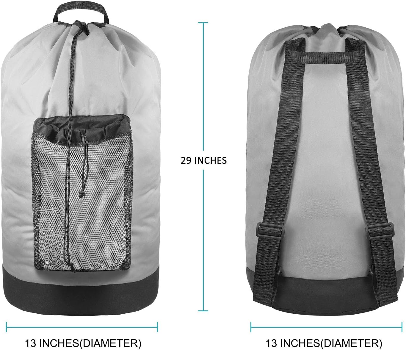 Dalykate Backpack Laundry Bag, Laundry Backpack with Shoulder Straps and Mesh Pocket Durable Nylon Clothes Hamper Bag with Drawstring Closure for College, Travel, Laundromat, Apartment