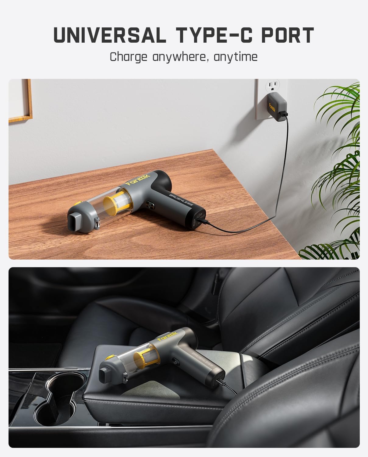 Fanttik Slim V9 Mix Car Vacuum, 4 in 1 Handheld Air Duster, 12000PA Suction Power with Smart LED Display, Cordless Portable Mini Keyboard Vacuum for Car Interior, Office Desk