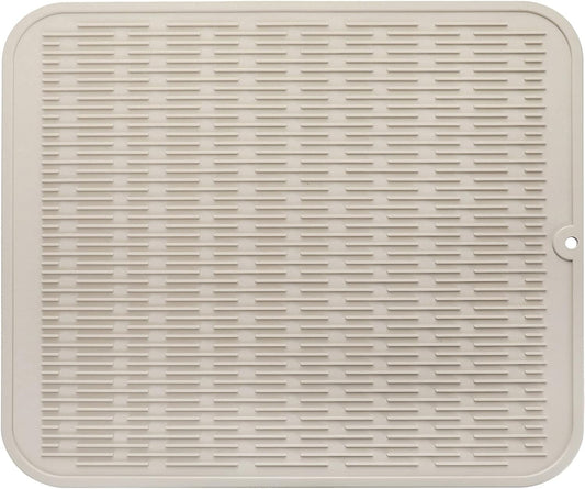 Silicone Dish Drying Mat for Multiple Usage,Easy clean,Eco-friendly,Heat-resistant Silicone Mat for Kitchen Counter or Sink,Refrigerator or Drawer Liner Tapioca 2XL 24 inches x 18 inches