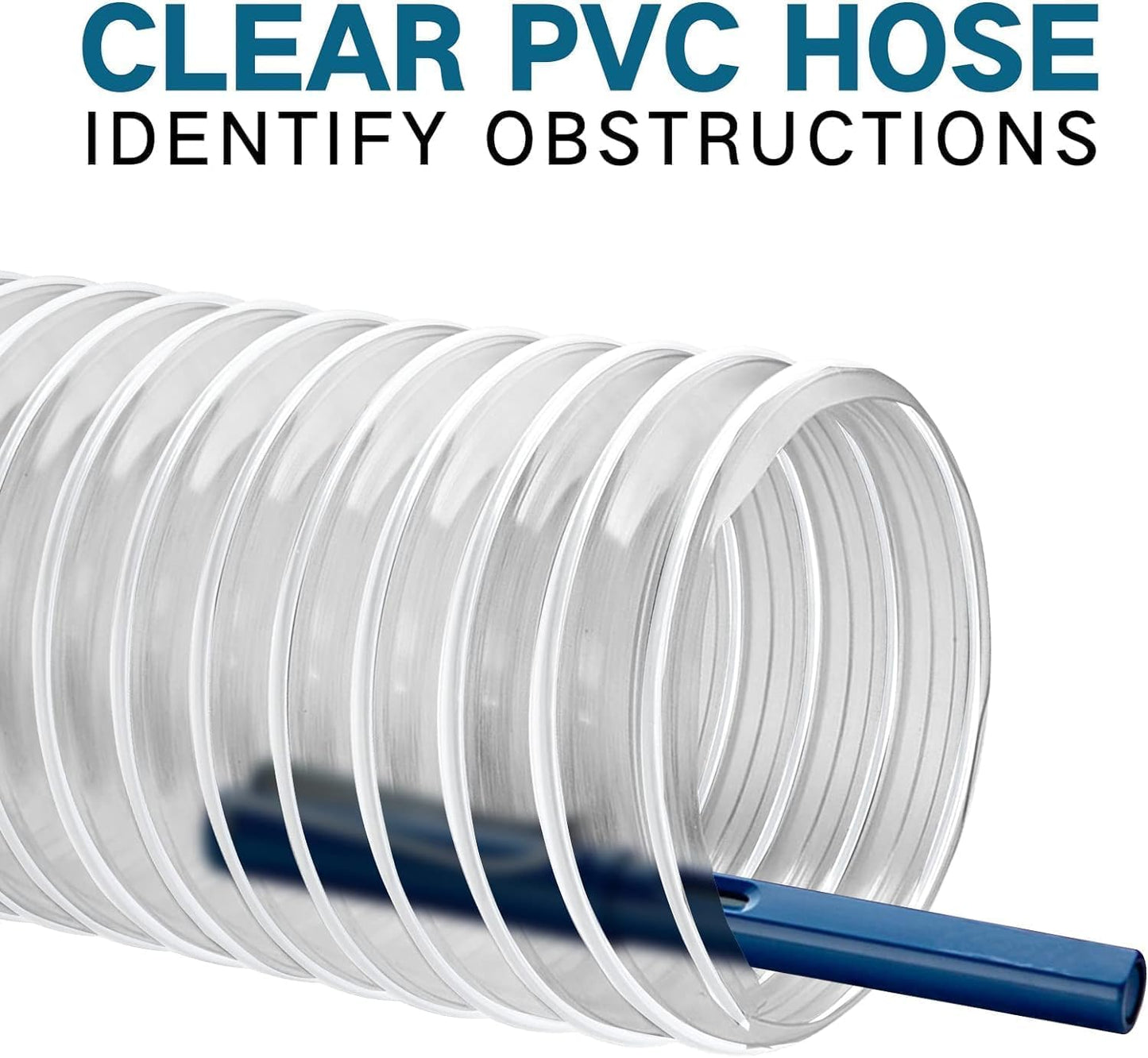 PVC Dust Collection Hose 4" x 20', Heavy Clear PVC Fume Hose Puncture Resistant with Carbon Steel Wire Coil for Woodworking, Workshops, Dust Collection Systems