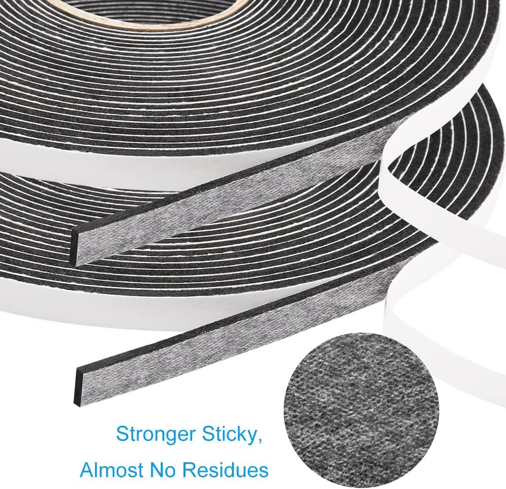 Seal Foam Tape,1/4 Inch W x 1/16 Inch T Weather Stripping for Door and Window,High Density Single Sided Closed Cell Door Insulation Weather Strip,3 Rolls Total 64FT Long