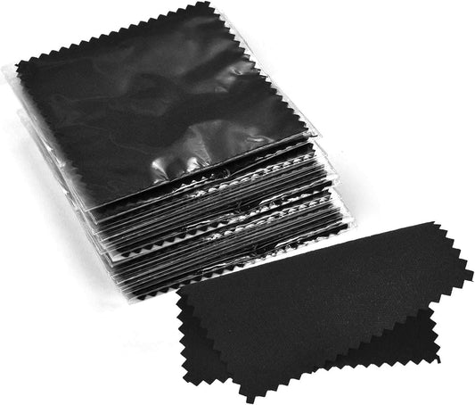 SEVENWELL 50pcs Jewelry Cleaning Cloth Black Polishing Cloth for Sterling Silver Gold Platinum Small Silver Polish 8x8cm