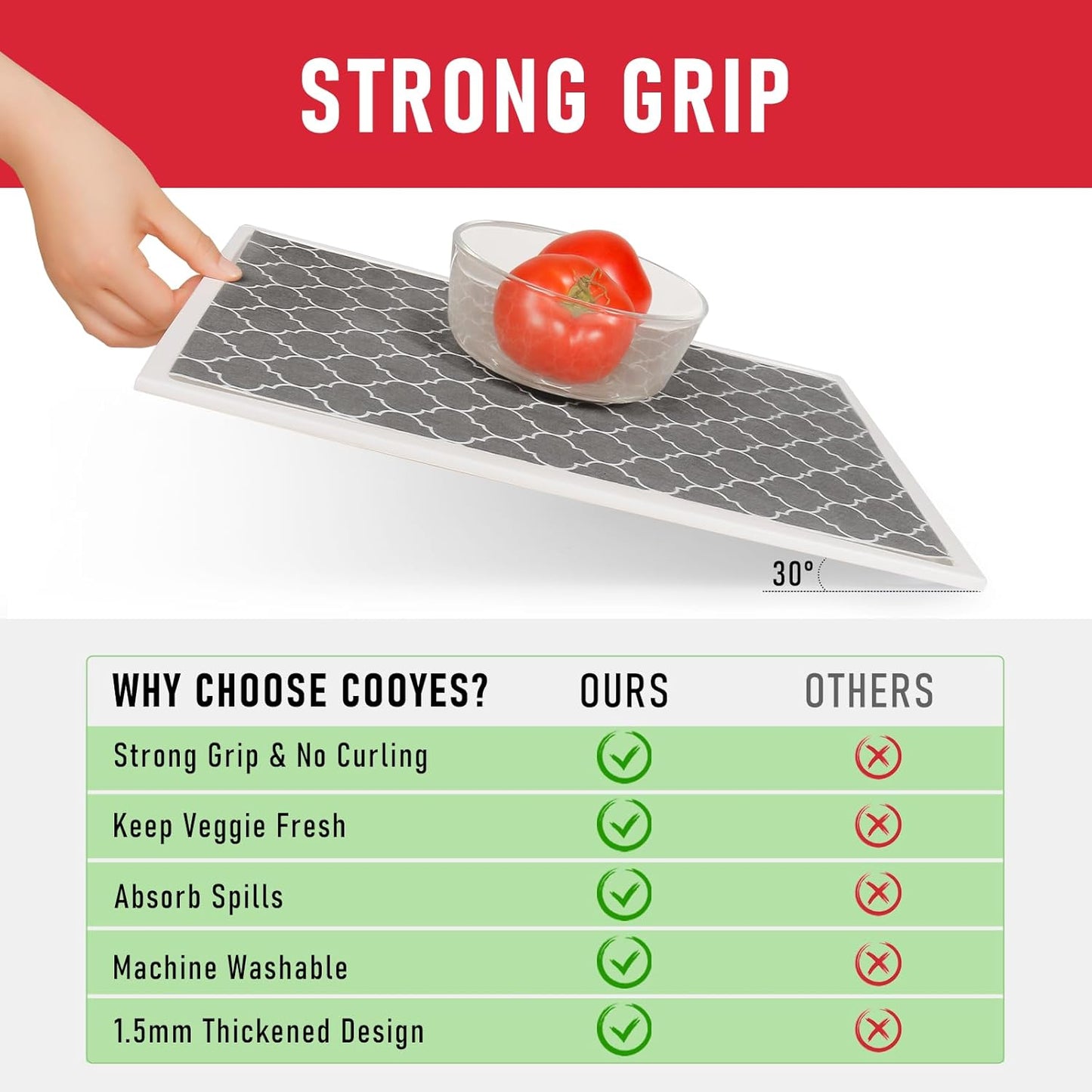 Cooyes Fridge Liners for Refrigerator, Drawer & Shelf Liners for Kitchen Cabinets Non-Adhesive, Breathable Cloth Material, Non-Slip, BPAfree, Machine Washable, Keep Produce Fresh Longer