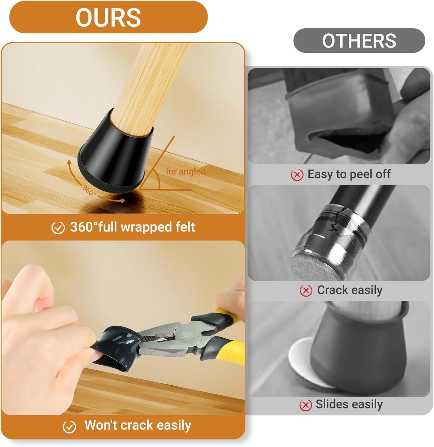 Meldel 24 PCS Silicone Chair Leg Floor Protectors Extra Small(0.6"-0.8") Rubber Felt Furniture Pads Chair Legs Caps/Covers for Hardwood Floors, Tile from Scratches & Reduce Noise - Round, Black