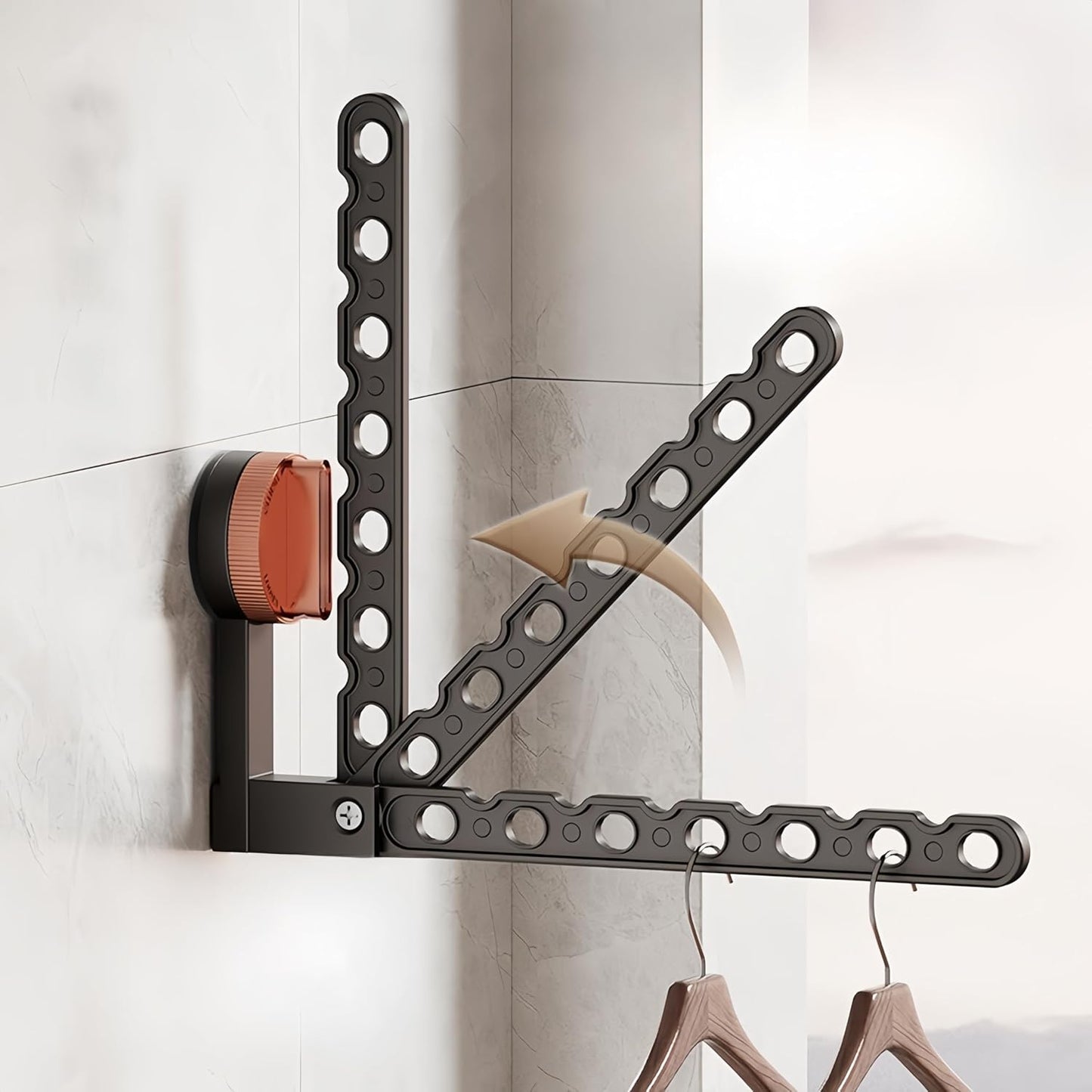 Wall Mounted Clothes Drying Rack,Laundry Dryer Hanger With Suction Cup,Foldable Aluminum Space Saving Laundry Hanger Wall Mount,Folding Portable Clothes Hanger For Laundry Room,Bathroom,RV,Travel