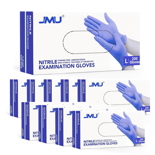 JMU Nitrile Gloves Large Bulk 2000 Count, 3.5 Mil Disposable Gloves Latex-Free, Violet Blue
