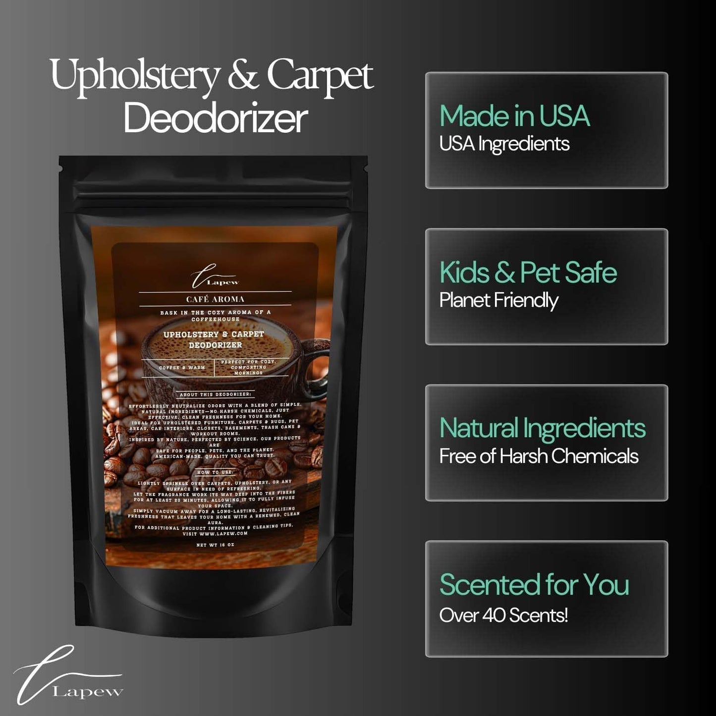 Café Aroma Carpet Freshener Powder: Powerful Odor Eliminator for Home, Upholstery Deodorizer, Carpet Deodorizer, Pet Urine, Cat Litter Box - Café Aroma Fragrance.