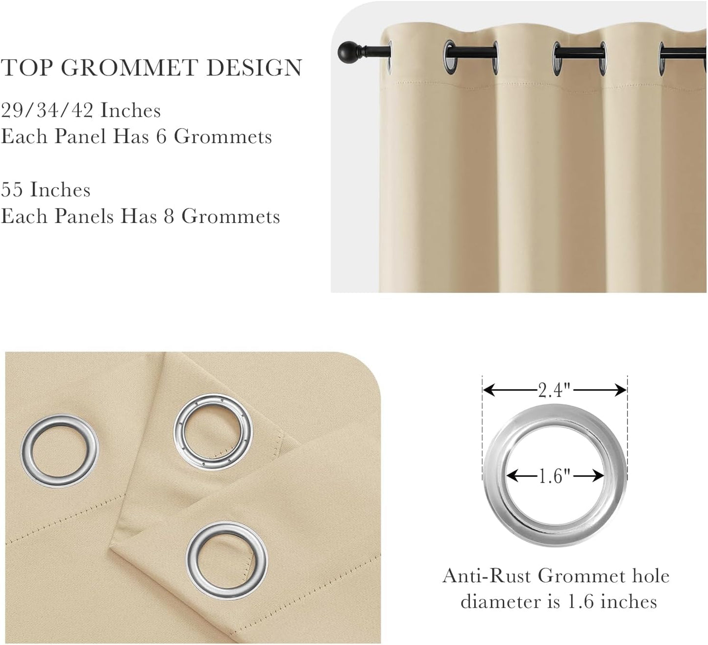 PONY DANCE Beige Window Curtains - Thermal Insulated Drapes Home Decor Room Darkening Curtain Panels Noise Reducing for Bedroom/Cloest/Doodway, 55 by 94 inches, Biscotti Beige, Set of 2