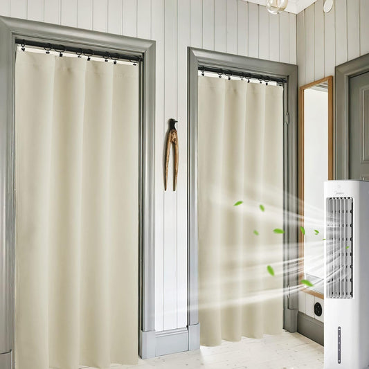 RYB HOME Curtains 84 inch Long - Blackout Curtains Privacy for Living Room Bedroom Bay Window Patio Door Decor, W 42 x L 84, Beige, 1 Pair