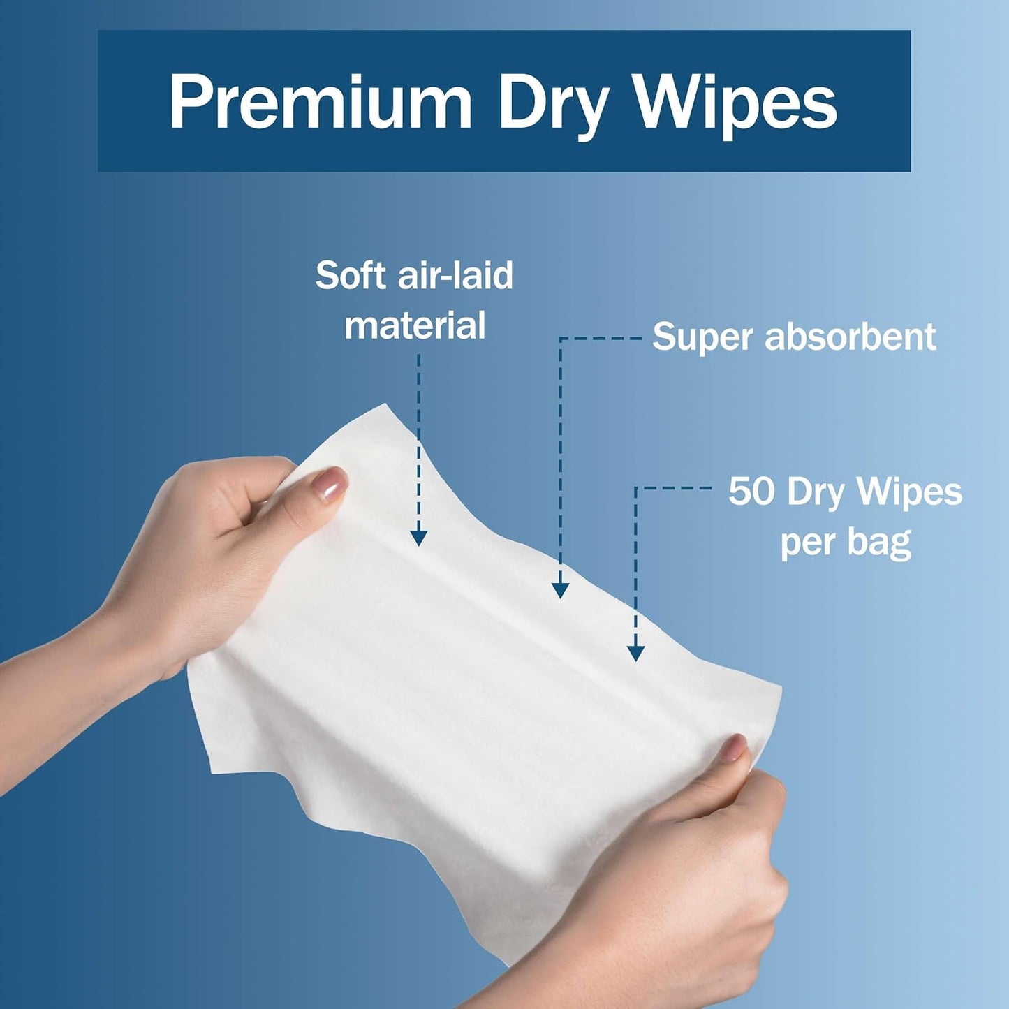 Dry Wipes for Adults - 2 Pack of 100 Unscented Disposable Washcloths - 10" x 13" Non Woven Wipes for Incontinence and Senior Care