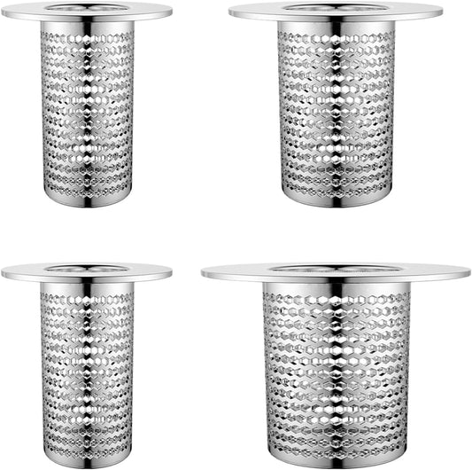 4 PCS Bathroom Sink Drain Strainers, Fit Hole Size from 1.25" to 2.17", Utility Recyclable Sink Strainer, Stainless Steel Sink Strainer for Bathroom Washbasin Bathtub Drain
