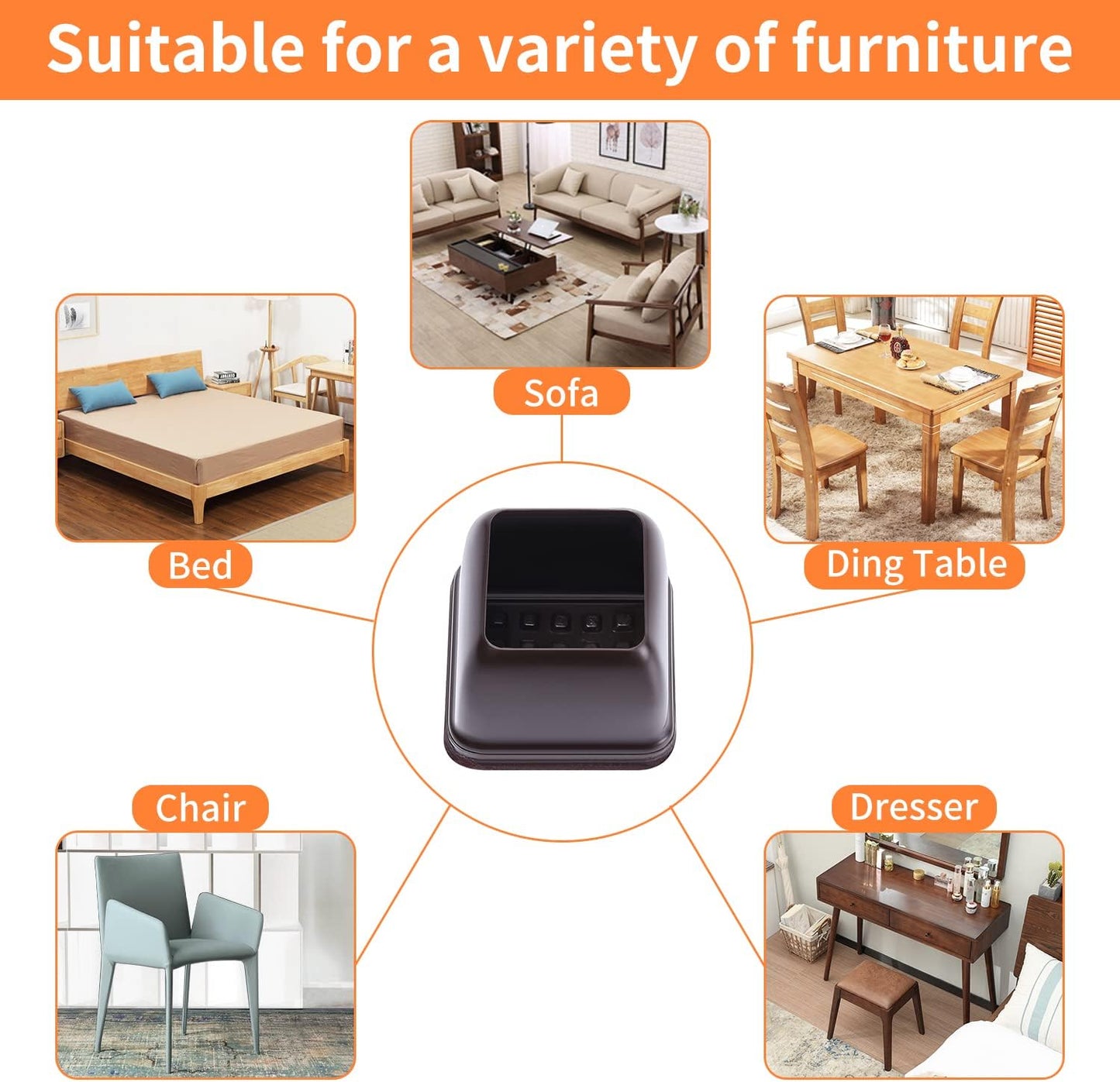 Ezprotekt 24 Pcs Square Chair Leg Floor Protectors with Felt, Silicone Felt F for Hardwood Floor, Dining Table Leg Caps Covers No Scratches (L Fit: 1" - 1.4", Dark Brown)