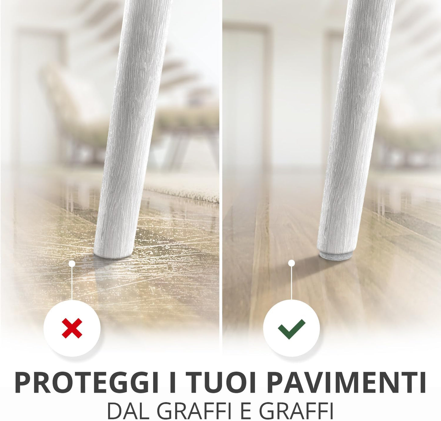 Felt Furniture Pads X-PROTECTOR - 48 Premium Felt Pads Floor Protector - Chair Felts Pads for Furniture Feet Wood Floors - Best Furniture Pads for Hardwood Floors - Protect Your Hard Floors! (White)