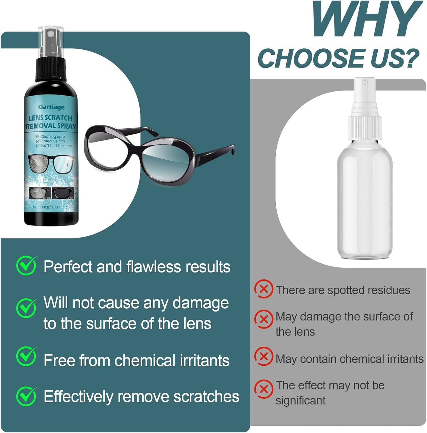 Eyeglass Scratch Remover for Lenses, Eyeglass Cleaner Spray, Glasses Lens Scratch Remover for Eyeglasses, Sunglasses Cleaning Kit (1PCS)