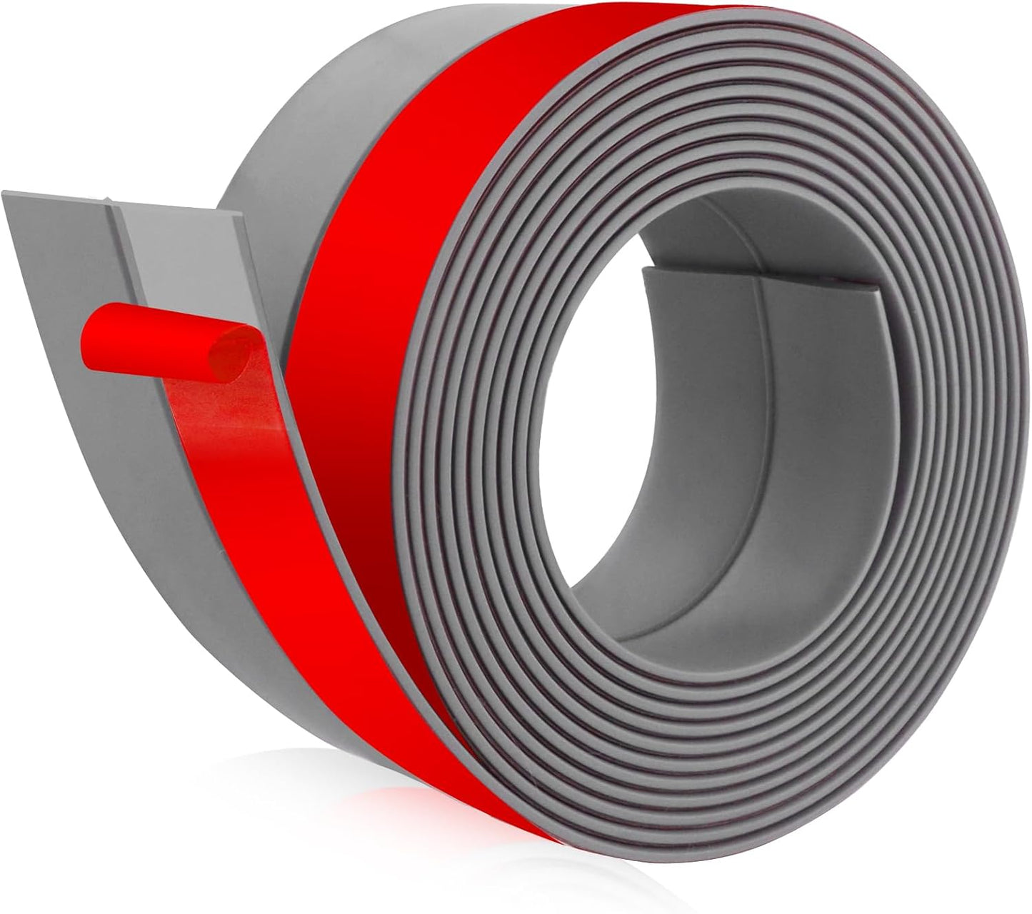 Weather Stripping Door Draft Stopper Flexible Self Adhesive Silicone Door Seal Strip for Glass Doors Windows and Shower Glass Gaps, 2 Inch Wide X 40 Feet Long, Gray