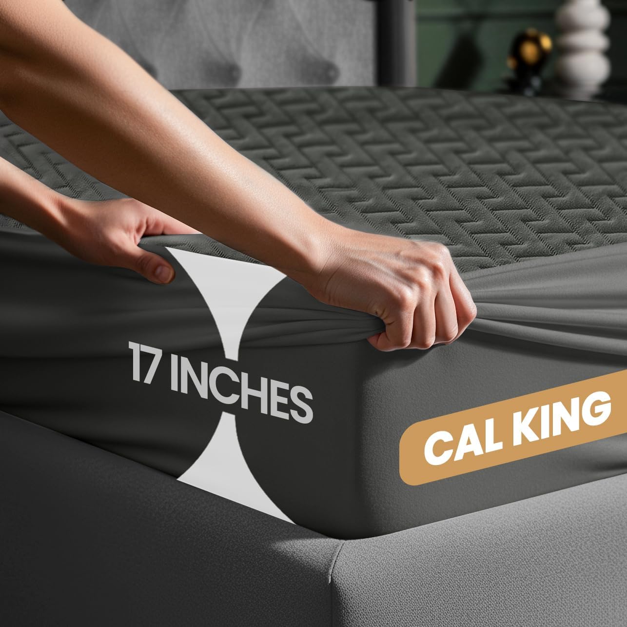 Utopia Bedding Waterproof Mattress Protector California King Size (Gray), Premium 3D Air Soft Fabric Mattress Cover, Fits 17 Inches Deep, Breathable, Fitted Style with Stretchable Pockets