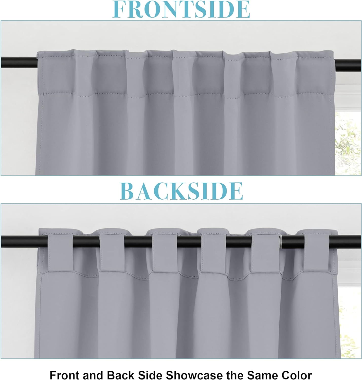 RYB HOME Small Window Curtains - Blackout Insualting Privacy Curtains for Kids Bedroom Kitchen Bathroom Basement Cafe Cabinet Tiers Drapes, 34 Width x 30 Length, 2 Panels, Silver Grey